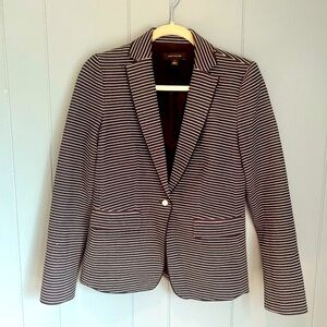 Ann Taylor Navy & Cream Pin-striped Blazer
